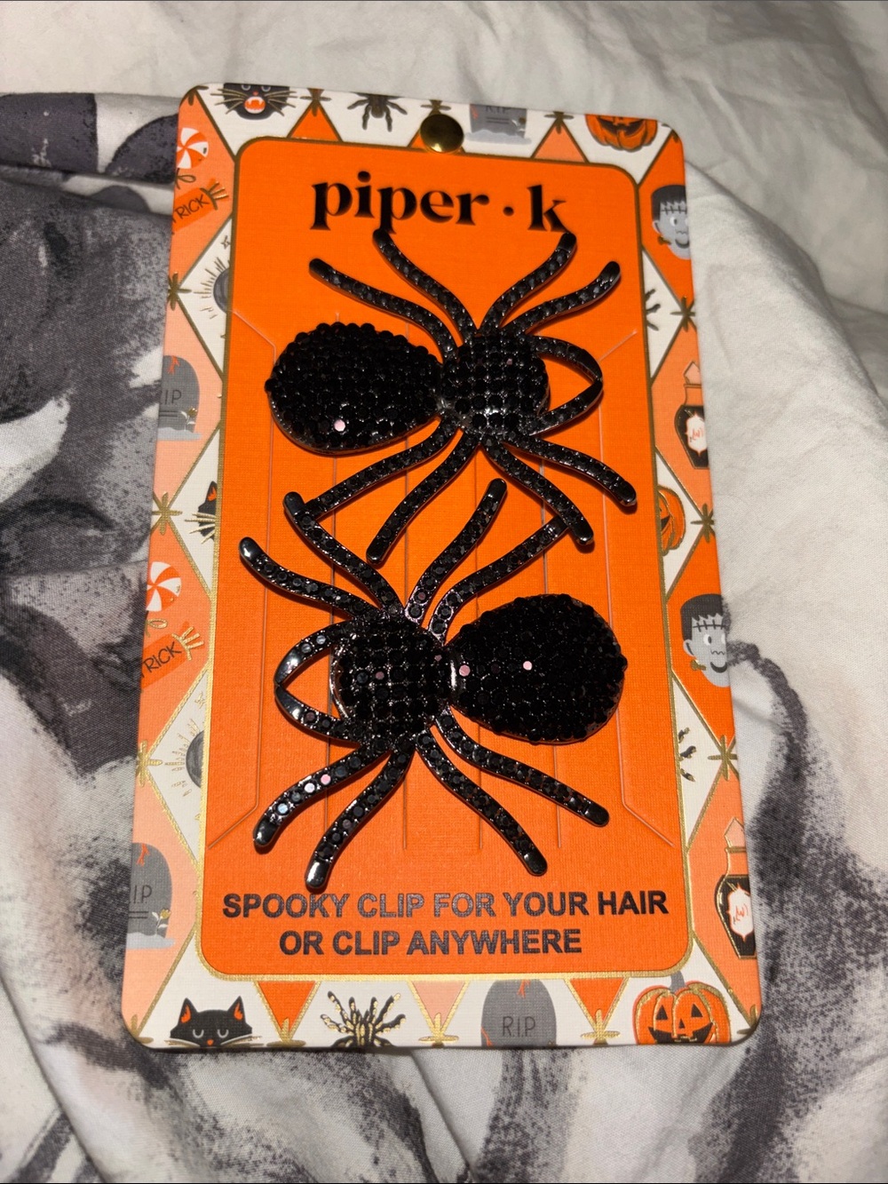 Piper·k Black Sequin Spider Hair Clips - Halloween Hair Accessories